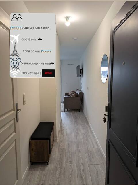 new studio! 2mn to trainstation! 20mn to paris