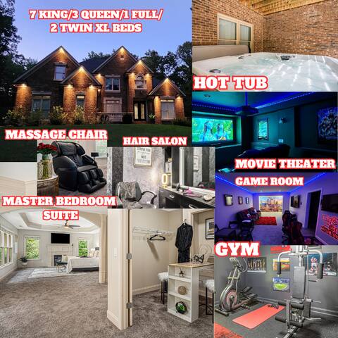 Atlanta Luxurious 6000 SqFt 9 Bedrooms w/ Hot Tub