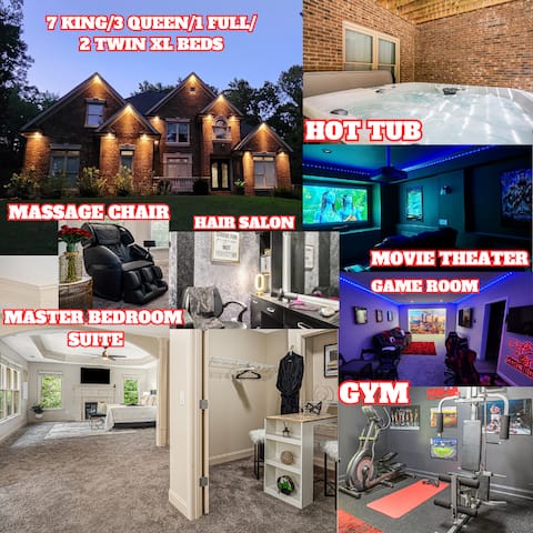 Atlanta Luxurious 6000 SqFt 9 Bedrooms w/ Hot Tub