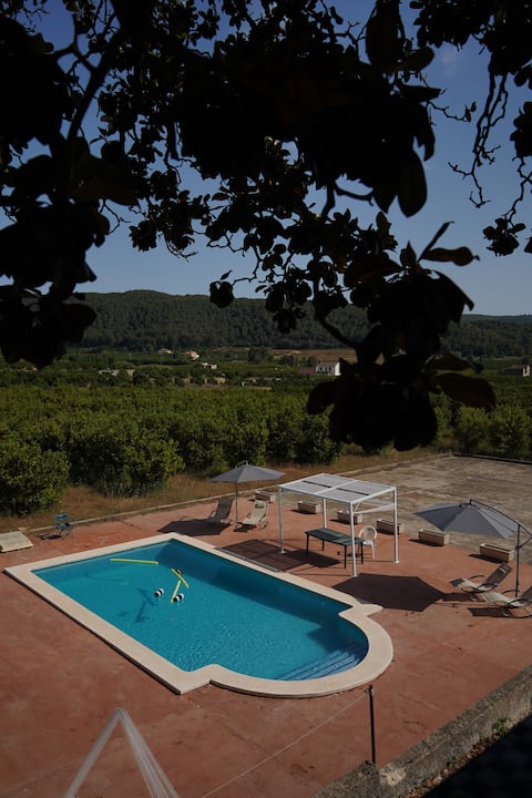 Springtime in a private farmhouse with a pool