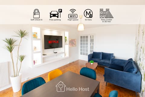 The Chic Parisian Retreat -Parking-81m²-Paris