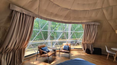 Luxury Glamping Dome*hot tub *a/c+heat "Bluestone"