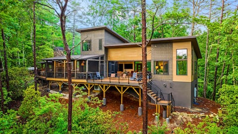 Brevard Luxury Mtn Views-Outdoor Fireplace-Trails