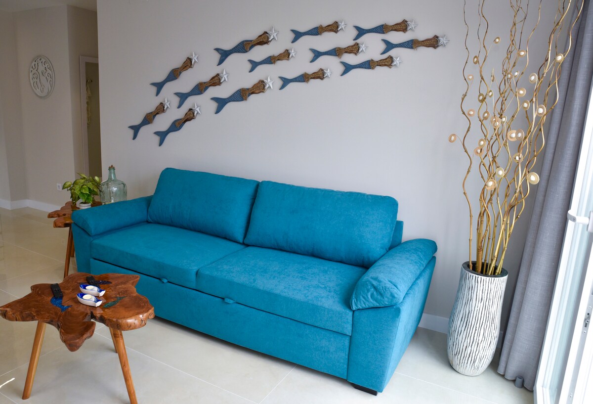 Comfortable sofa bed for up to two perosnas. 