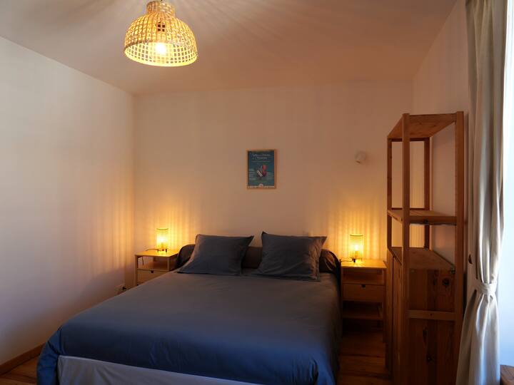 Bedroom 1. Large 160 x 200 bed. Storage and wardrobe.
