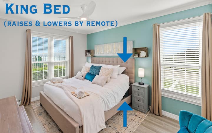 ... a rám postele, ktorý na diaľku zdvihne/spomaľuje hlavu pre maximálne pohodlie.