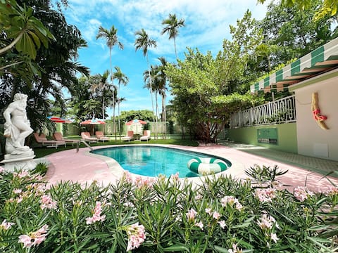 Popular Airbnb listing: Coconut Society - Stylish Oasis w/ Pool & Jacuzzi. in Lemon City/Little Haiti