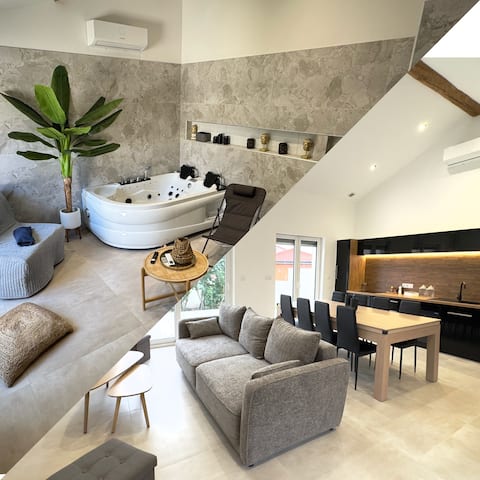 Air-conditioned house, relaxation area, billiards, terrace