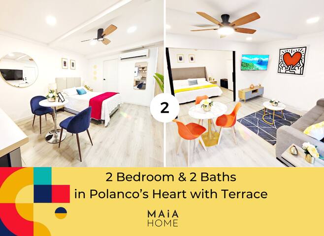 Cool 2BR in Polanco – 2 Baths, AC & Terrace