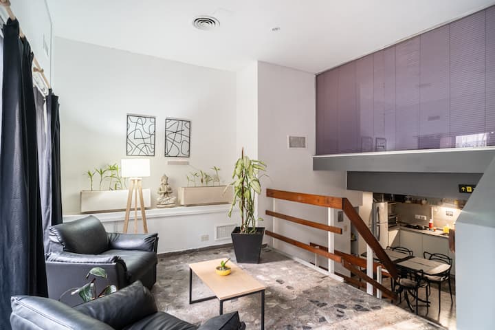 Quarto privativo com cama de casal em Constitución