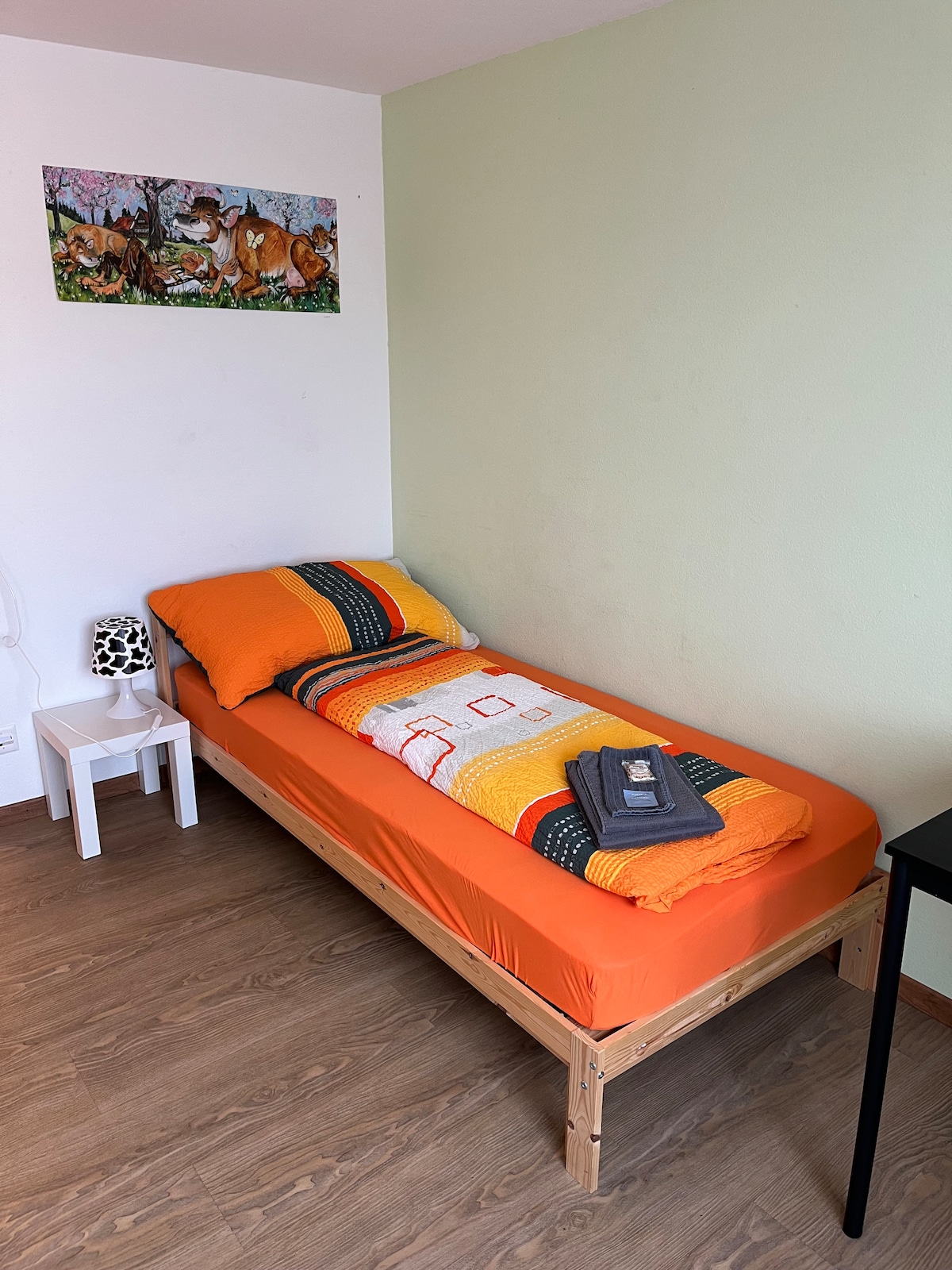 Соба бр. 13 на 2 кат
Единечен кревет (широк 150-179 см)
Мијалник, плакар, маса и стол