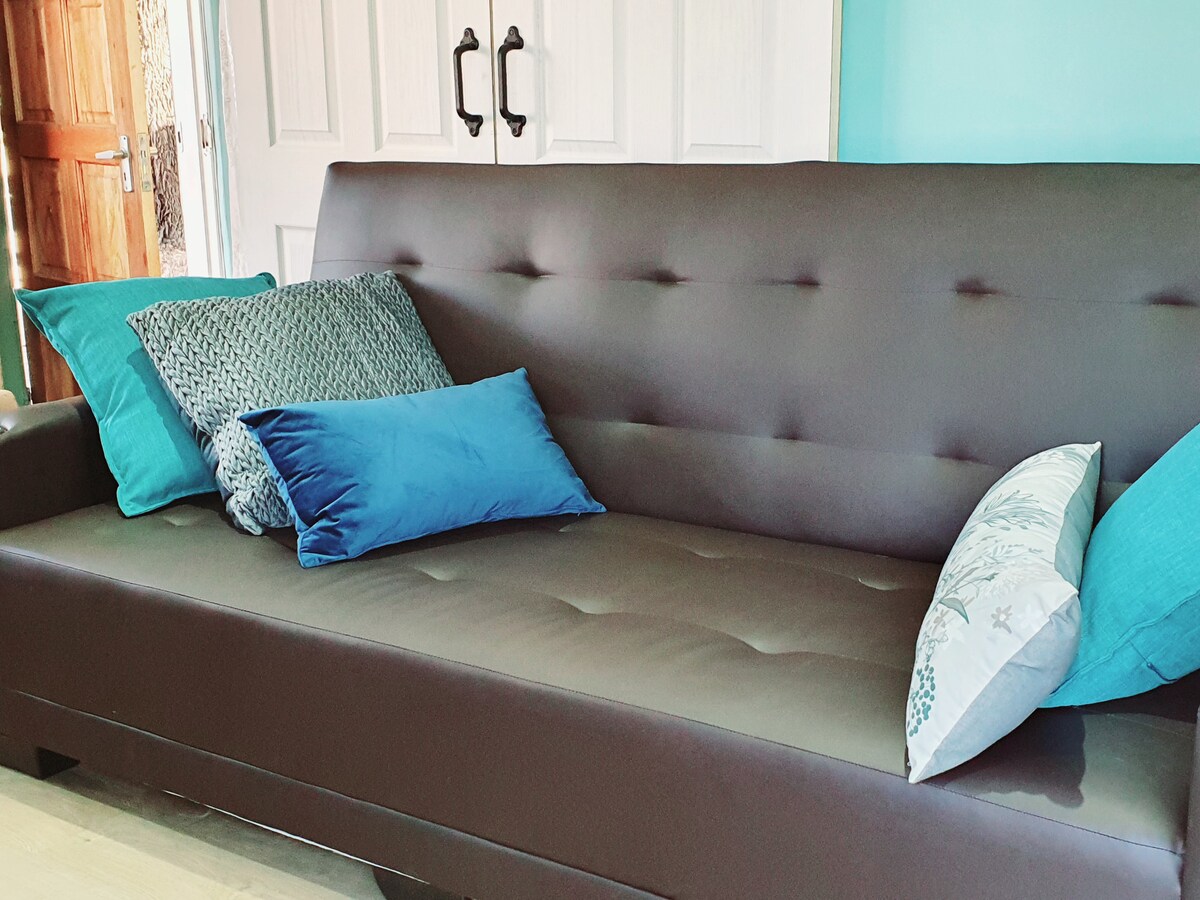 Sofá cama tamaño king en la sala de estar, capacidad para 2 personas