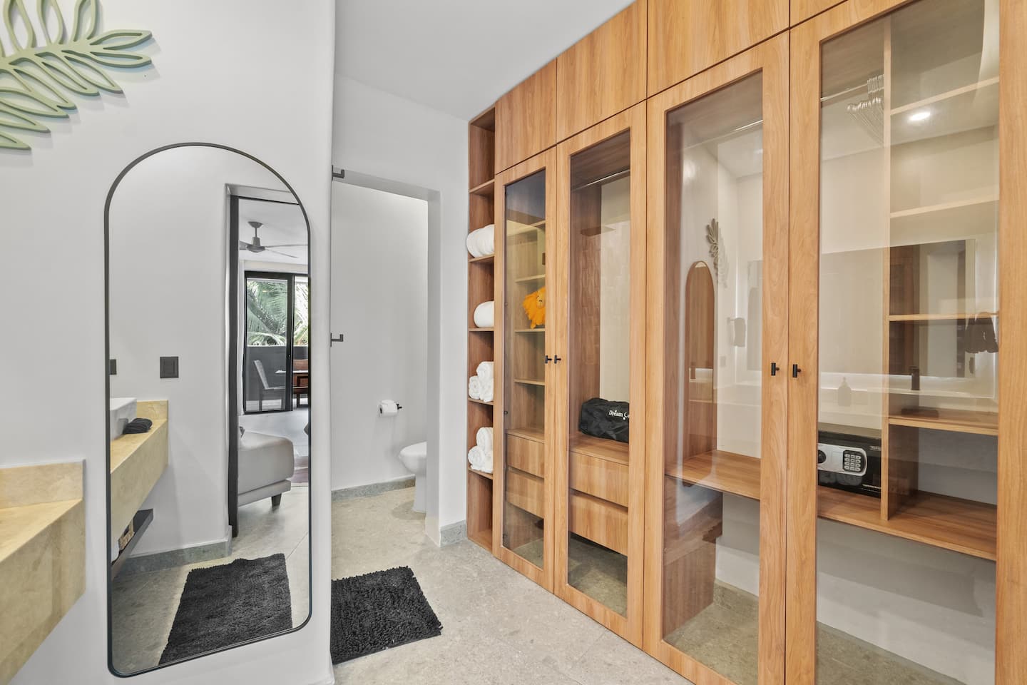Hang everything up and properly settle in. The built-in wardrobe handles the whole week.