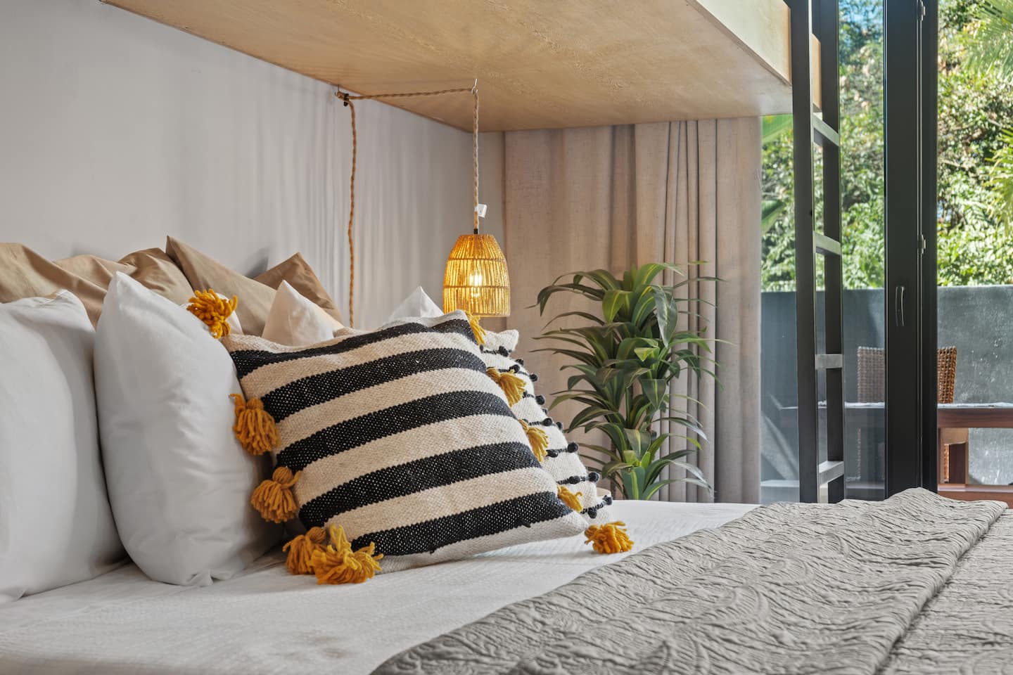 Feel the light come through the glass and the jungle beyond, and a pillow that took ten minutes to choose.