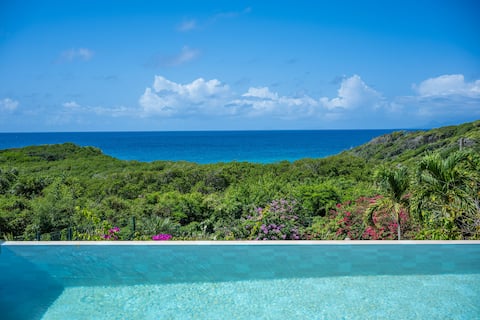 Incredible sea view, beach, pool, 10 people