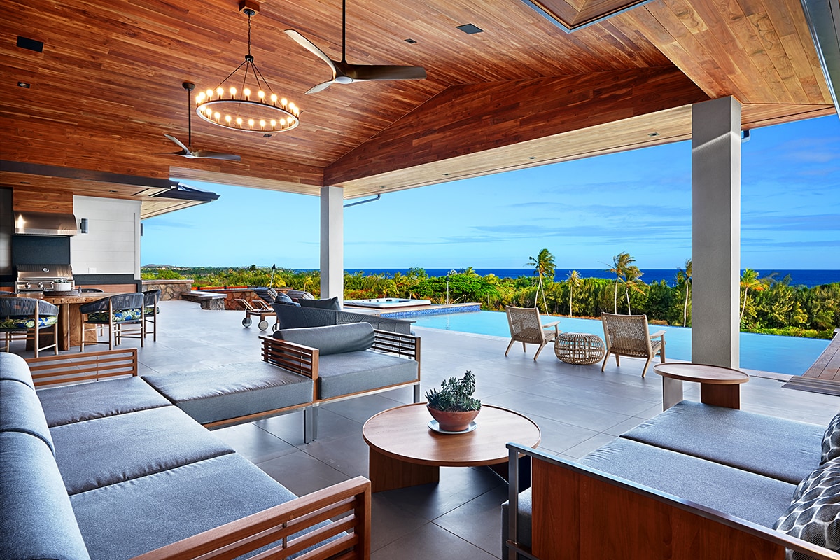 Enjoy over 1,200 sq ft of lanai space, perfect for relaxing or entertaining. A Sonos sound system lets you play your favorite music via AirPlay, while smart lighting adds extra convenience — simply command Alexa to turn lights on or off. The round la