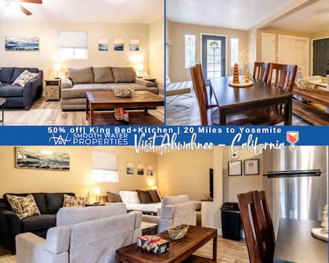 King Bed + Full Kitchen | 20 Miles to Yosemite!