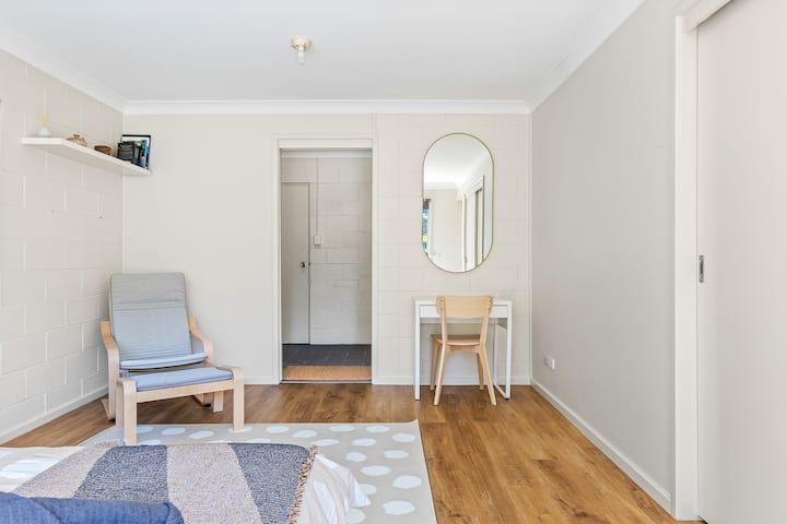 The downstairs bedroom can be shut off from the 2nd bathroom for enhanced privacy!