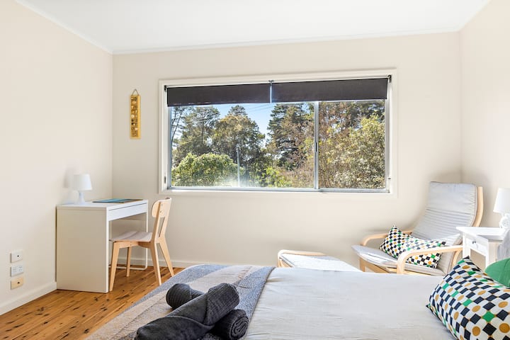 The huge upstairs master bedroom also has a dedicated work space (as does the downstairs room)