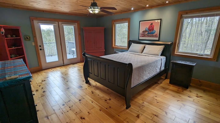 Master bedroom with walkout to 60-foot deck