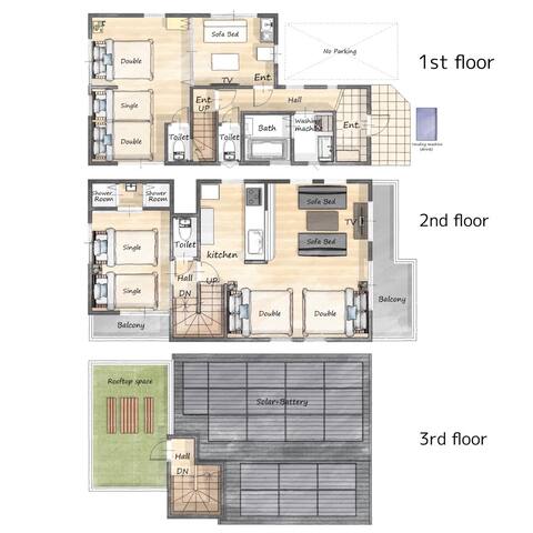 新築/家族旅行・グループ旅行/シャワー・トイレ３つ/駅徒歩５分/浅草まで11分 gallery image 5