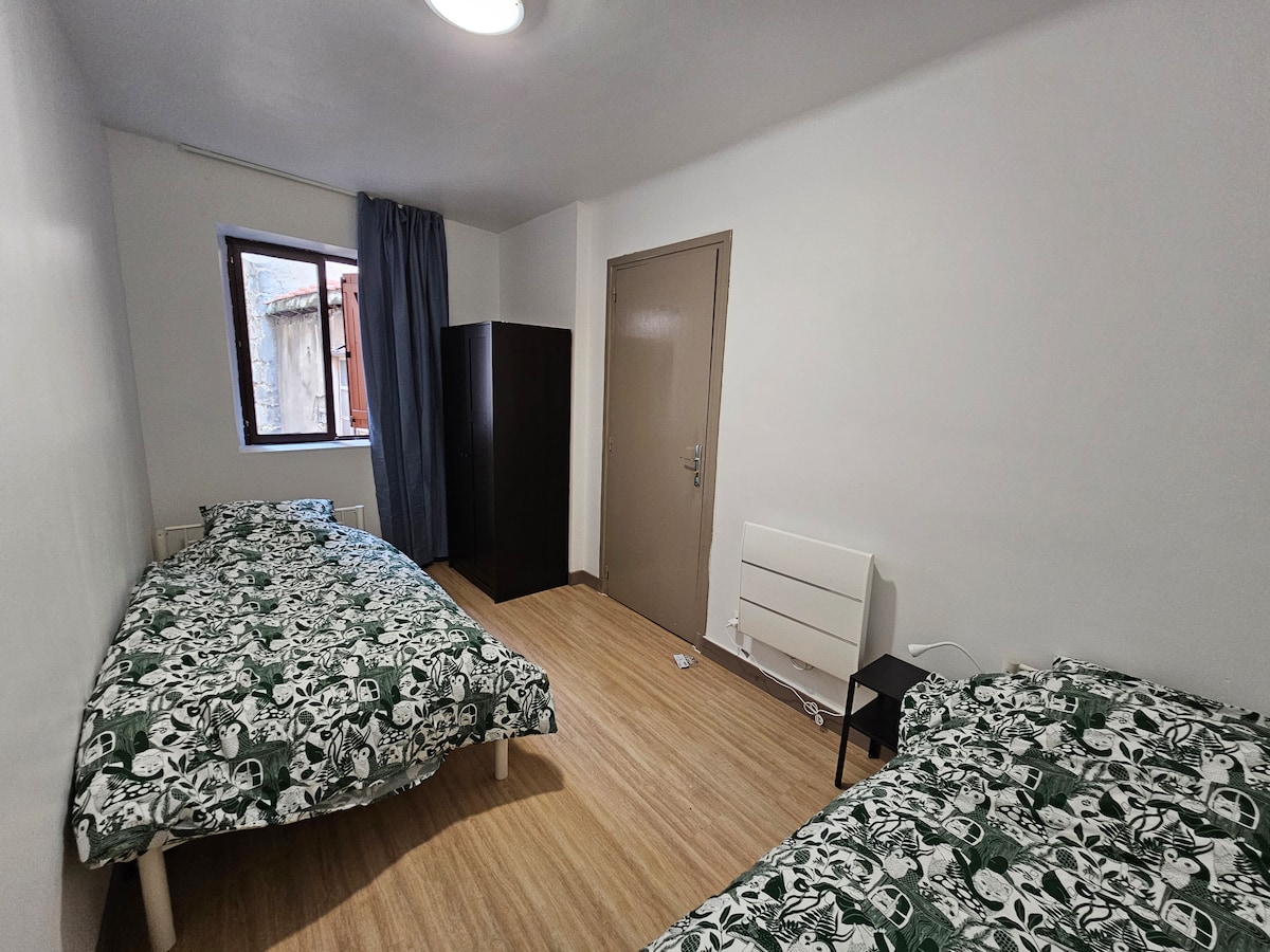 Спална соба со 2 големи единечни кревета