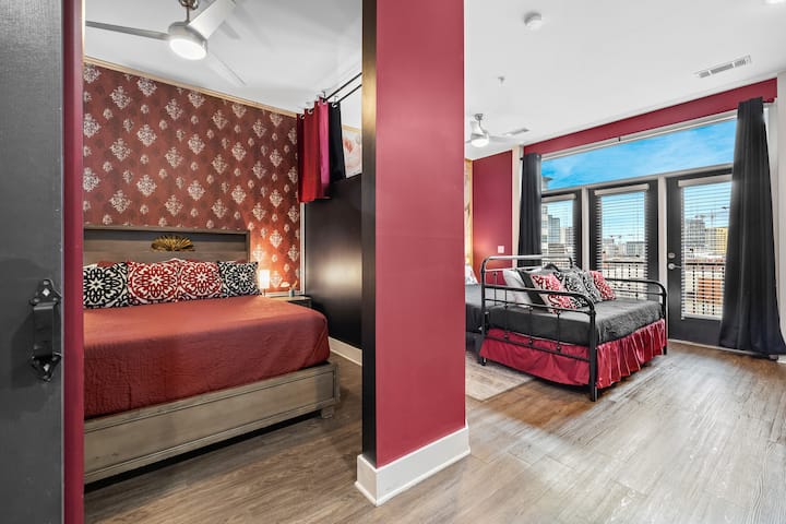 A thoughtful layout with two cozy bedrooms separated by a partition ensures privacy and comfort.