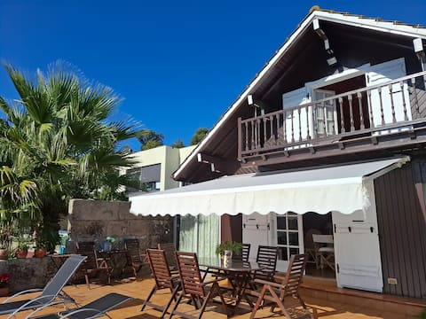 A wooden house by the sea