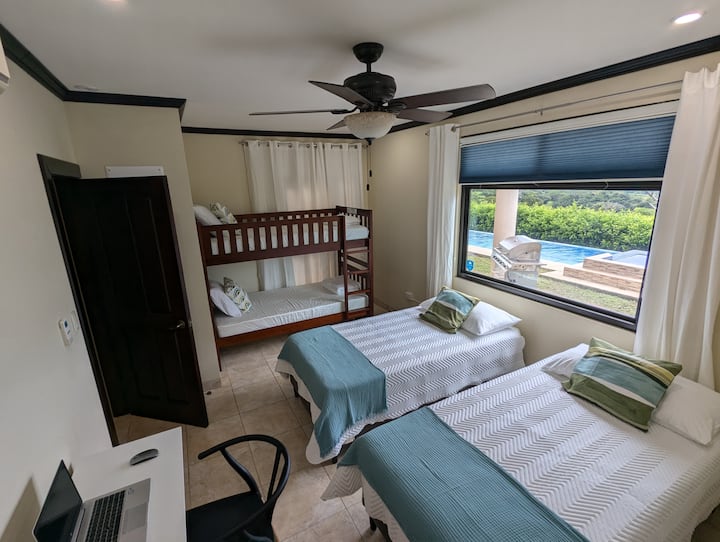 The 2 twin beds can be hooked to formed a king size bed.