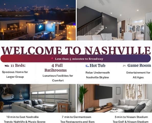 Luxury- Close to Broadway- 11 Beds,Rooftop&Hot-tub