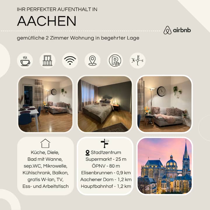 Zentrales 2 Zimmer Appartement Mit Balkon - Aachen