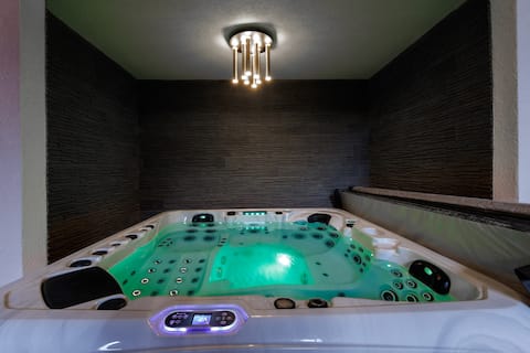 Luxury private spa with private hot tub and sauna
