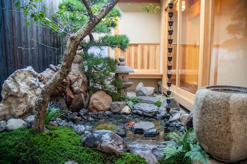 [Changan Inn] Large luxury Kyoto townhouse built 100 years ago · 4 rooms · carp pond · tea room · ro