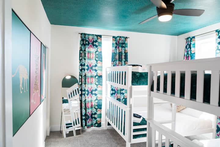 Welcome to the bunk room! A perfect place for friends and families alike to rest their heads.