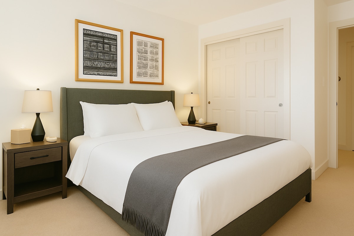 בחדר שינה 2 יש מיטת קווין סייז עם טלוויזיה חכמה.