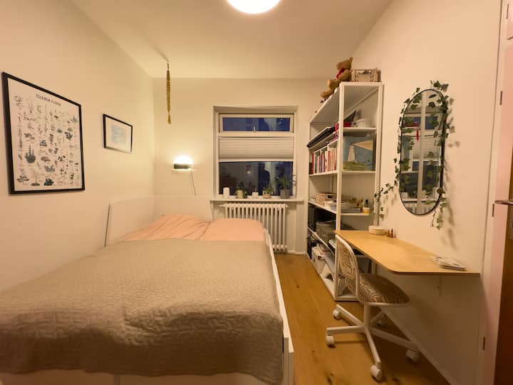 La habitación tiene una cama individual (80x200 cm) que se puede convertir en una cama doble (160x200 cm).