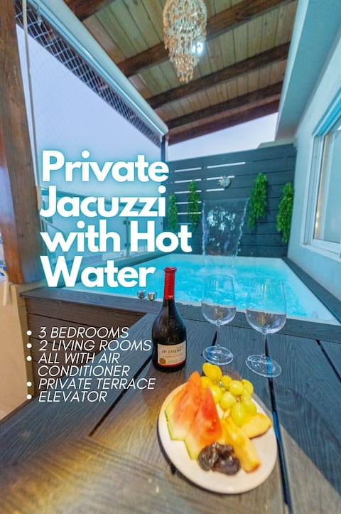 Dream Penthouse+Jacuzzi W/Hot Water+3BR w/AC+Pool