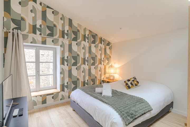 Lit double confort, rideaux occultant