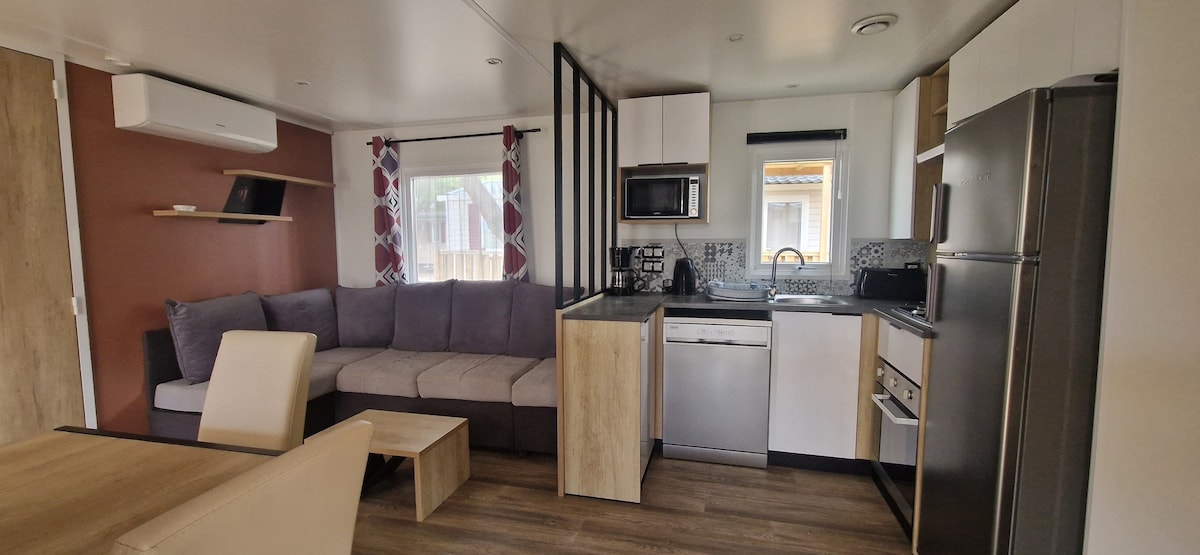 Mobil home vue sur l'étang