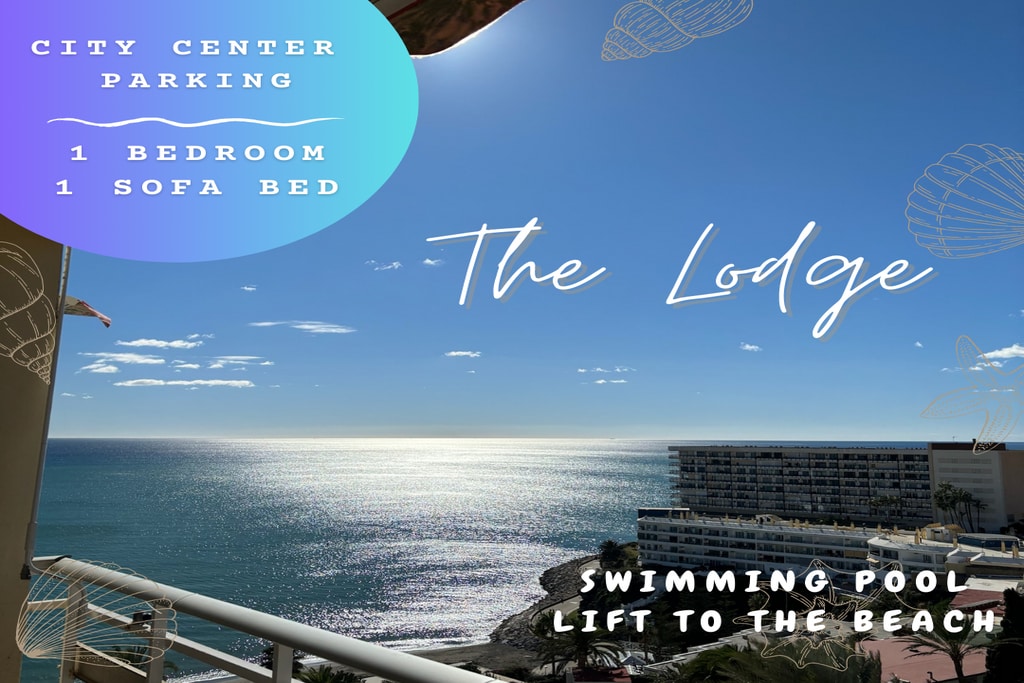 A panoramic ocean view is captured from the balcony, highlighting the shimmering sea under a clear blue sky. The scene includes distant palms and a modern residential complex in the foreground, symbolizing a coastal lifestyle. A peaceful ambiance is conveyed without any obstructions.
