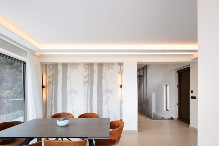 The mane salon- dining space of the Alfa home.