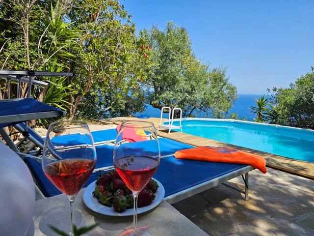 Incantevole villa con piscina a picco sul mare.