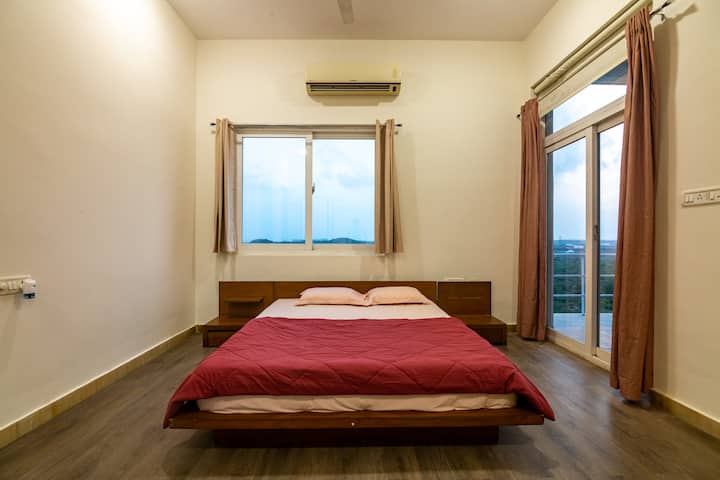 Bedroom with hill-view