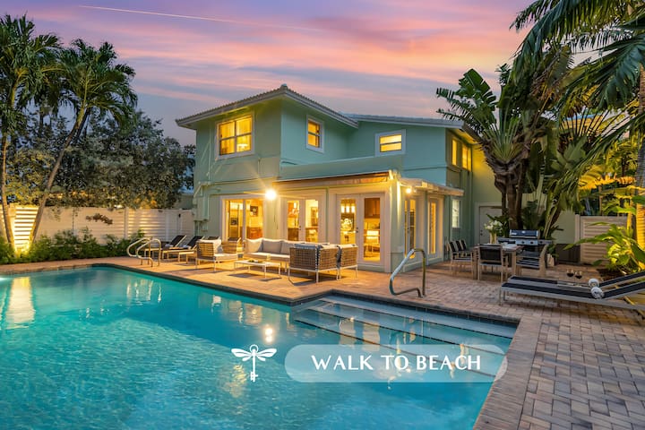 Steps to Beach w/ Pool, Backyard Oasis & Game Room