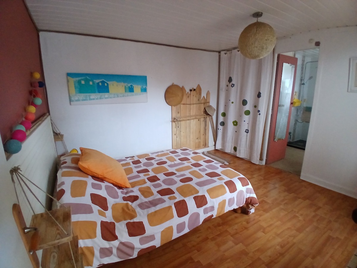 Slaapkamer met doucheruimte