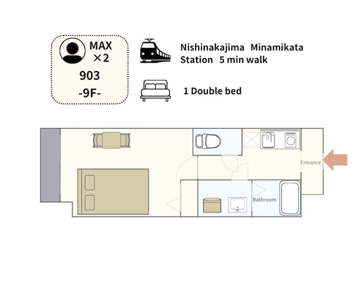 【2 Ppl/l903】【1k25㎡/bathroom Dryer Included】a3513 - 伊丹市
