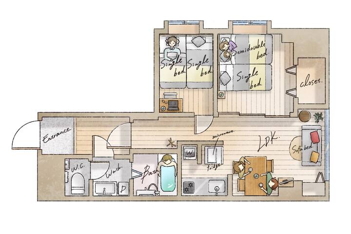 ベッド５台！歌舞伎町まで徒歩４分！JR山手線 新大久保から徒歩8分/新宿駅徒歩16分/ドンキ6分 gallery image 2