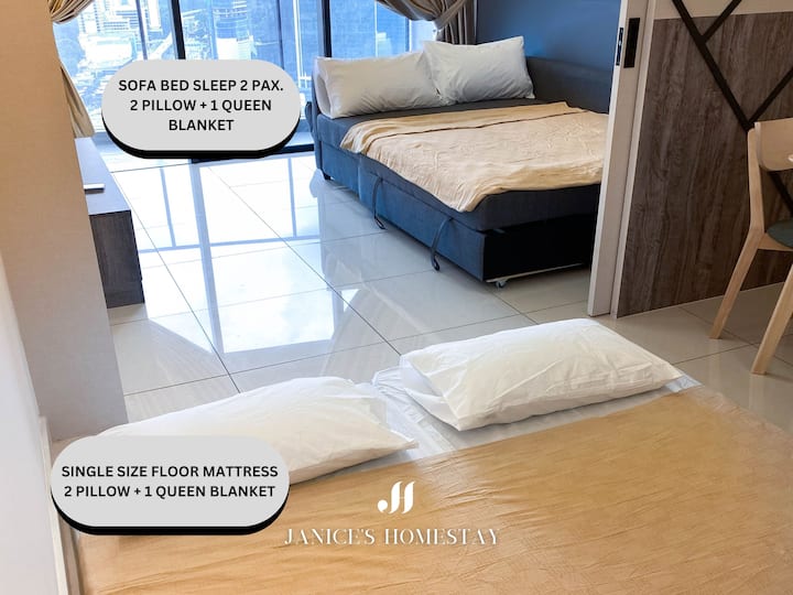 Descargo de responsabilidad: el colchón del suelo no se arregla en el momento del check-in. Permitimos que los huéspedes lo organicen libremente de acuerdo con sus preferencias. En el armario hay un colchón y mantas.