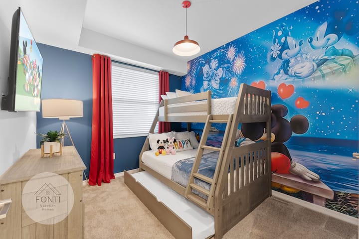 Dormitorio Disney con litera #Disney # Parks # Kingdom # Springs # StoreyLake #resort #Apartment #Vacation #Rental #Waterpark #Kissimmee #Orlando #Universal #citywalk