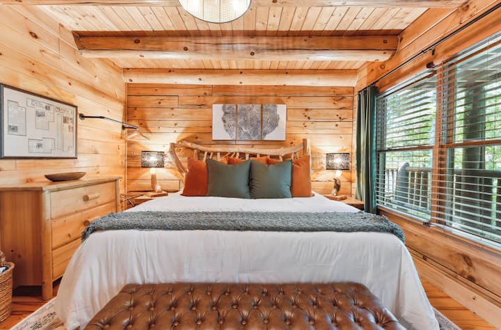 Comfy king bed in private primary suite